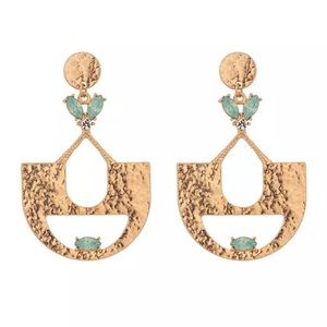 Gold dome rhinestone statement earrings